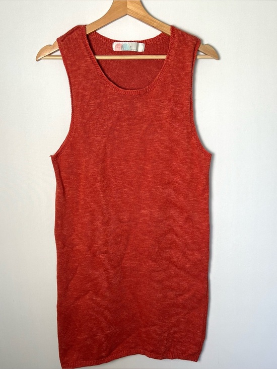 Free People Dresses & Skirts - Free People Beach Women’s Orange Knit Sleeveless Mini Dress Small Linen Cotton